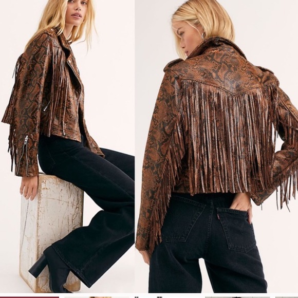 Blank NYC Jackets & Blazers - BLANK NYC  animal print  fringe moto jacket